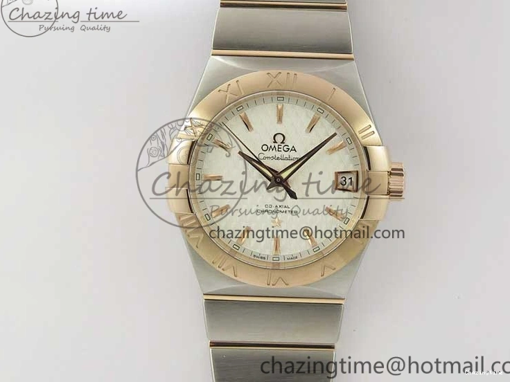 0115 Stylish Constellation 38mm SS RG VSF 1:1 Best Edition WhiteTextured Dial on SS RG Bracelet A8500 Super Clone 7921